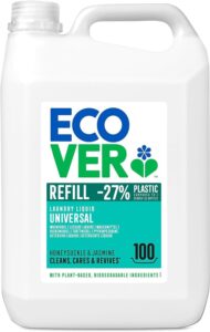 Bidón blanco Ecover refill detergente líquido universal con etiqueta azul y verde honeysuckle & jasmine 61QbtiujQ0L. AC SL1500