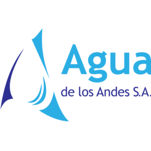 Logotipo Agua de los Andes S.A. con gota de agua estilizada y ondas azules que transmite frescura y movimiento