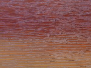 Superficie de agua rojiza y turbia que sugiere riesgo de enfermedades contaminacion agua.