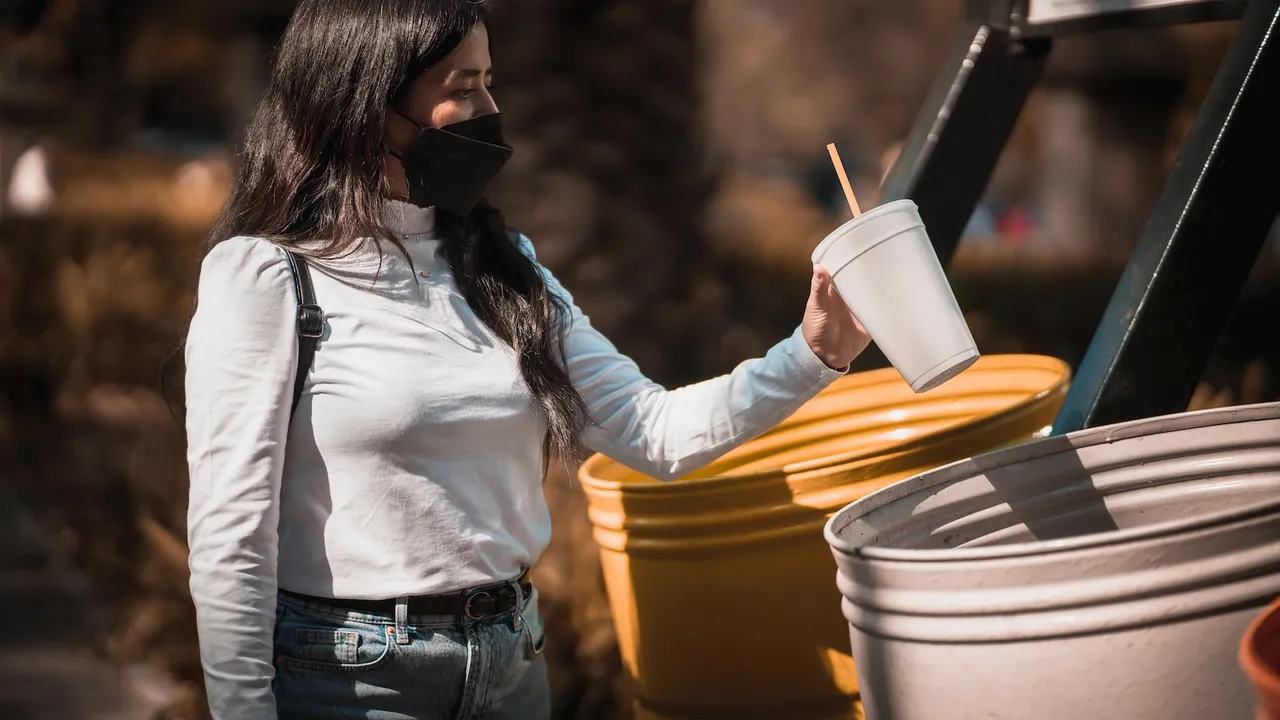 Cuales son los metodos mas eficientes de reciclaje sostenible Un bosque frondoso con contenedores de reciclaje y paneles solares en el horizonte