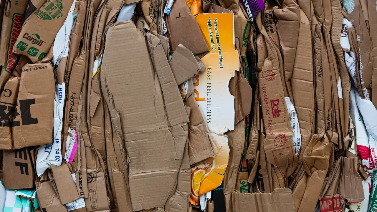 Un montón de botellas de vidrio en diferentes colores, listas para ser recicladas en un centro de reciclaje 